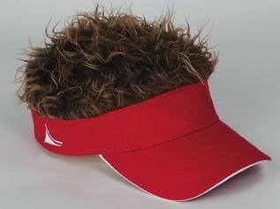 Adult Funny FLAIR HAIR Red Visor BROWN Hair Golf Hat