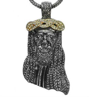 Iced Out JESUS Face Pendant Necklace 30 36 Franco Rope Chain HipHop