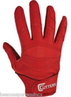 Cutters X40 Solid C Tack Revolution Football Receiver Gloves RED FREE