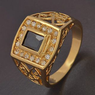 Handsome 9K Gold Filled Black Main CZ Mens Lucky Ring,Size 9,Z714