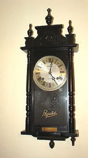Day Wall Clock, Black Finish,Keeps Time,Chimes Hour & Half, Regulator