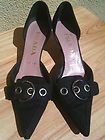 Prada DOrsay Silver Tone Buckle Detail Kitten Heels Pumps Shoes 35 1