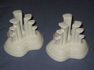 Fiesta ware PYRAMID Candle Holders White Laughlin Candlesticks