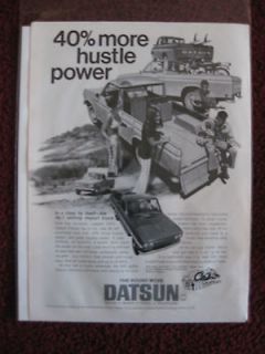 1970 Print Ad Datsun Lil HUSTLER Pickup Truck ~ 40% More Hustle Power