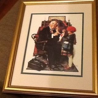 Matted Framed Norman Rockwell The Doctor & The Doll Little Girl With