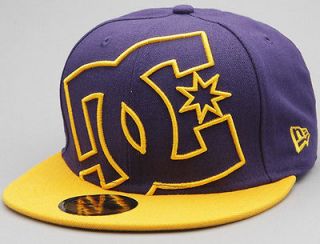 DC SHOES COVERAGE PURPLE NEW ERA HOMETOWN YELLOW LAKERS HAT size 7 5/8