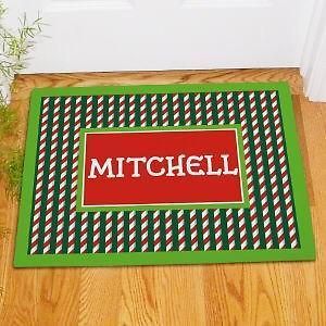 Christmas Doormat Candy Cane Stripe Holiday Welcome Mat in 2 szs