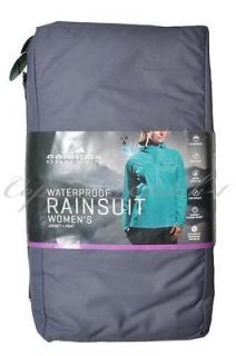 womens Rain Suit Waterproof Jacket Pants Packable GRAY Black   XL