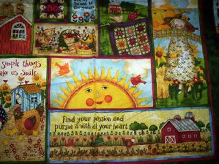 panel FARMVILLE by Debi Hron SPX fabrics roosters cow sunflower cat