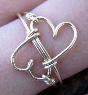 Double Heart Infinity Ring   14K GF   Love Ring   All Sizes Available