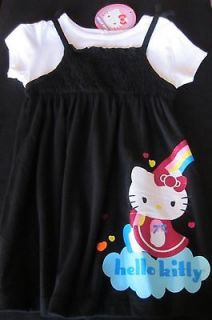 Hello Kitty Tee 2fer Dress Black T Shirt Dress Size 24 Mos Rainbow