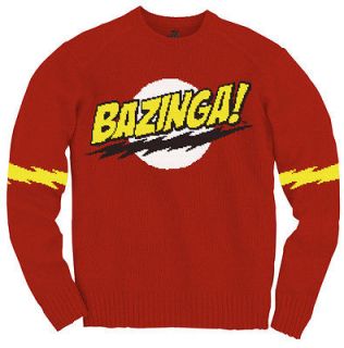 NEW Official The Big Bang Theory Bazinga Sheldon Red Knit Crew