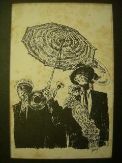 LITHOGRAPGH Don Davey New Orleans Mardi Gras Band Jazz