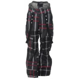 DC Arcon Snowboard Pants Black Red Plaid XS