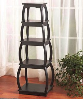 Wooden 5 Tier Shelf Curved Display Tower Furniture Home Wood Decor