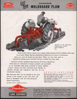 Ford Dearborn Tractor Moldboard Plow Brochure Leaflet