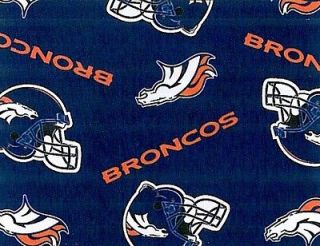 Denver Broncos on Blue NFL Pro Football Team Sports Fleece Fabric