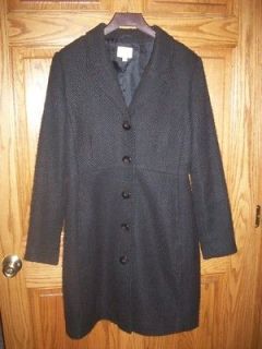 Old Navy Black Long Winter Lined Dress Coat Fitted Large