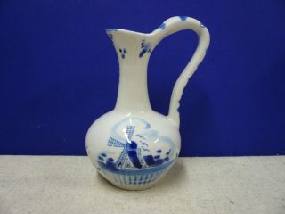 Delft Hand Painted Holland Pitcher / Vase 5 tall