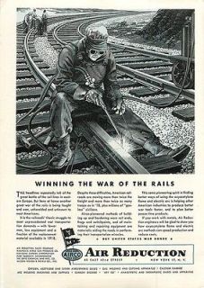 1944 Air Reduction Airco WWII Welder Rails   Ad