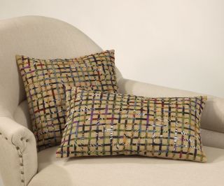 Multicolor Open Weave Burlap Decorative Throw Pillow  2 Sizes Avail.