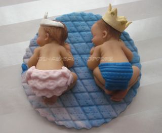 TWINS Baby Cake Topper Baby Shower Prince Princess Baptism Christening