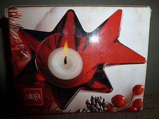 NEW COMET RED VOTIVE CANDLE HOLDER BY MIKASA WITH TEA LIGHT INCLUDED