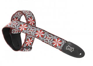 Levys Guitar Strap JIMI HENDRIX Red Flowers Psychedelic Woven Hippie