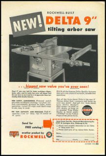 1956 vintage ad for Delta 9 Table Saw  1189