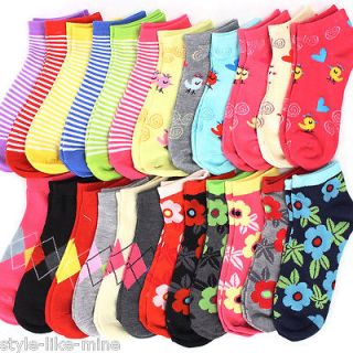 Ankle Socks Color Print Pattern Design Low Cut Sport Peds Lot Pack