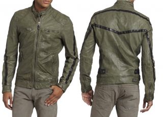 NEW DIESEL Mens Slim Fit Designed Motorcycle Leather Short Jacket