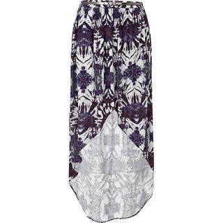  RIVER ISLAND Hi Lo Asymmetrical Aztec Wrap Maxi Skirt w Belt US4
