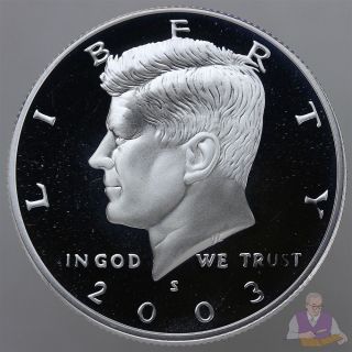 2003 S Kennedy Half Dollar Gem Deep Cameo 90% Silver Proof US Coin