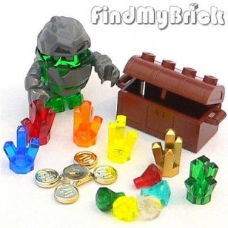 Lego 6 Crystal Rock Treasure Chest & Gold Coins 5 Diamonds and Rock