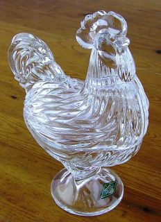 Godinger Shannon Crystal Ireland 2 PC Rooster Covered Candy Dish Czech