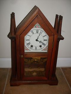 Fine Working 20 German Gothic Gingerbread Shelf Clock Key & Pendulum