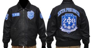 ZETA PHI BETA leather jacket Zeta Phi Beta Black long sleeve Leather