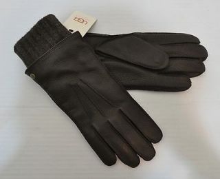 MEN 2 IN 1 WHIPSTITCHED BROWN DEER LEATHER LAMBWOOL GLOVES M