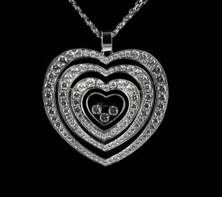 Diamonds 18K White Gold Medium Pave Diamond Heart Pendant Necklace
