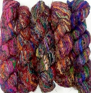 10 Skeins Himalaya Recycled Sari SIlk Yarn Knit Crochet Weave Muti