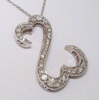 Seymour 14K Solid White Gold 1ct Diamond Open Heart Necklace 18   20