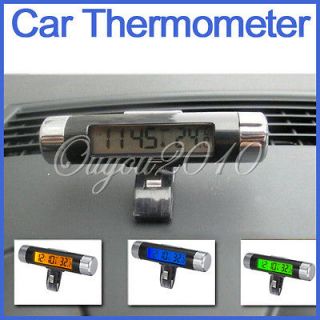 Car Bicycle LCD Clip on Digital backlight Automotive Thermometer Clock