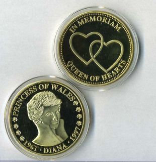 PRINCESS DIANA 24 KT GOLD COIN THE QUEEN OF HEARTS 1961   1997