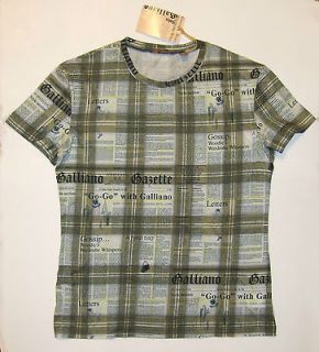 New John Galliano Gazette T Shirt L M Top Green Cotton Made in Italy