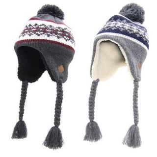mens tokyo laundry dobbin winter knitted bobble hats faux fur