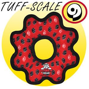 Tuffy Dog Toy Ultimate Series GEAR RING RED PAWS YLW BONES PK LEOPARD