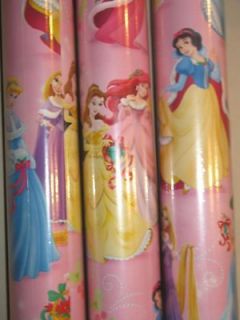 60sf NEW Pink Disney Princess Belle Ariel ++ Christmas Wrapping Paper