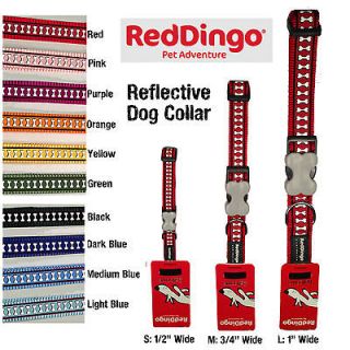 RED DINGO Reflective Dog Collars  Reflective Bones Design in Solid