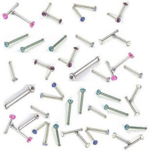 316L Surgical Steel Rhinestone Nose Stud Stainless Ring Body Piercing