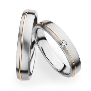 Red Gold Diamond Set Band His and Hers Matching set of Wedding Rings